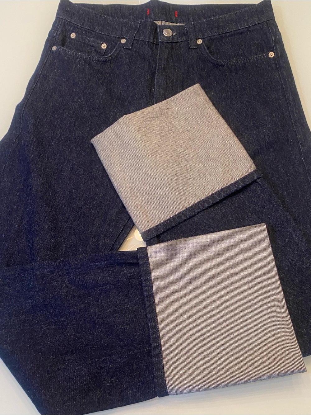 NWOT Zara ZW Woman Collection Dark Wash Cuffed Wide Leg Jeans